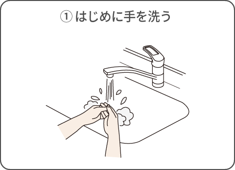 はじめに手を洗う