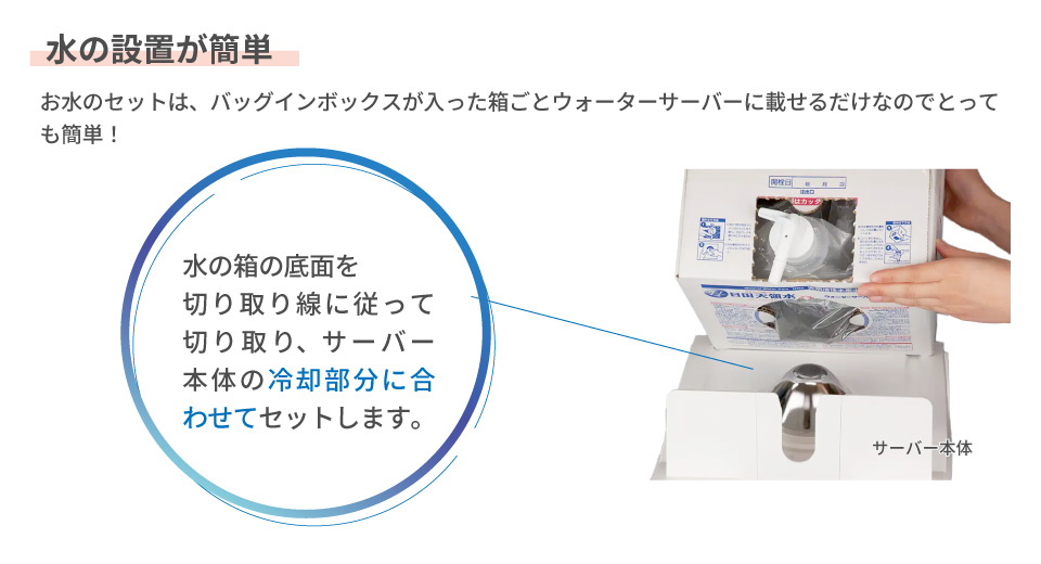 水の設置が簡単